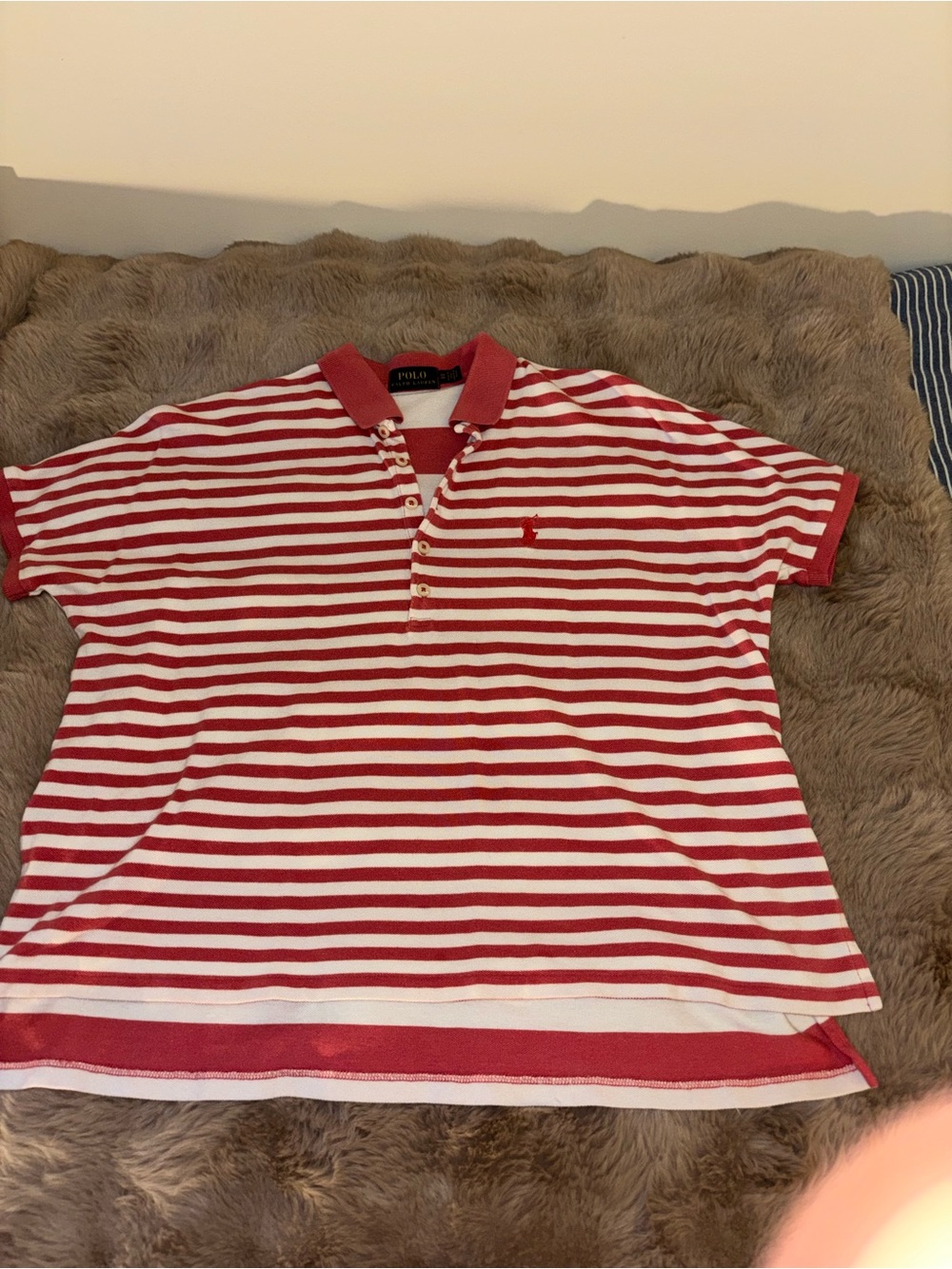 Ralph Lauren Red & White Striped Poncho Polo Shirt Ultra Rare